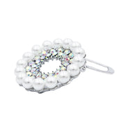 SO SEOUL Quinn Pearl in White Sun Burst Aurore Boreale Crystal with Pearl Scarf Buckle Shawl Brooch